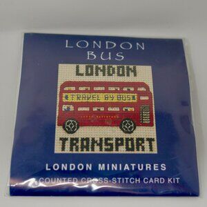 Textile Heritage LONDON BUS Transport Mini Counted Cross Stitch Card Kit NEW